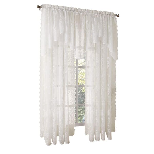 Lichtenberg Ivory Solid Lace Rod Pocket, White Lace Curtains