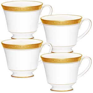 Crestwood Gold 8 fl. oz. (Gold) Porcelain Tea Cups, (Set of 4)