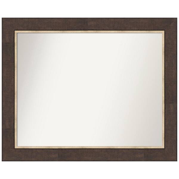 Amanti Art Lined Bronze 33 in. W x 27 in. H Non-Beveled Bathroom Wall Mirror in Bronze