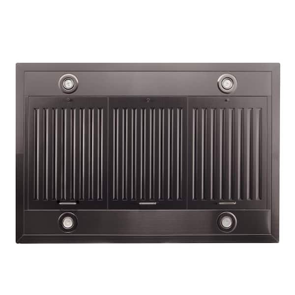 48 in. 400 CFM Convertible Island Mount Range Hood in Black Stainless Steel
