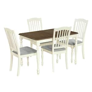 5-Piece Extendable Dining Table with 4 Chairs in Light Brown