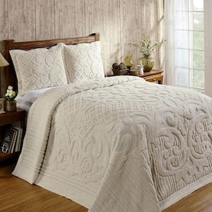 Ashton 3-Piece 100% Cotton Ivory Full Medallion Design Bedspread Coverlet Set