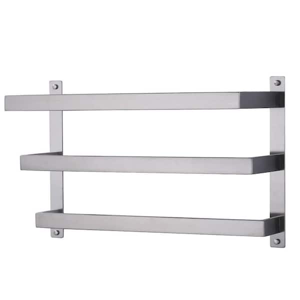 Square 20 in Wall Mounted Towel Rack Single Towel Holder in Brushed Nickel