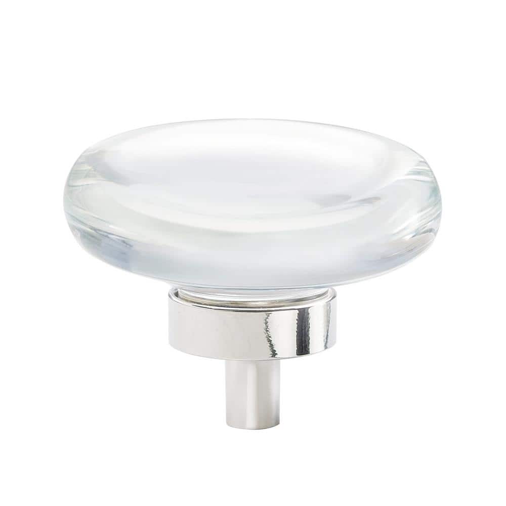 Glacio 1-3/4 in. (44mm) Modern Clear/Polished Nickel Round Cabinet Knob