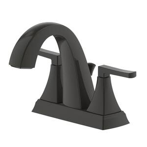 Opera 4 in. Double Handle Centerset Bathroom Faucet with Drain in Matte Black