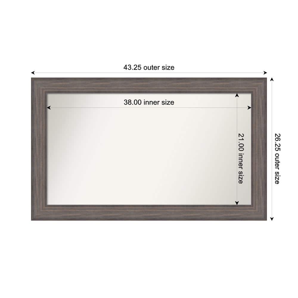 Country Barnwood 43.25 in. W. x 26.25 in. Custom Non-Beveled Wood Framed Bathroom Vanity Wall Mirror