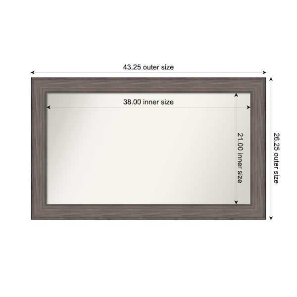 Amanti Art Country Barnwood 43.25 in. W. x 26.25 in. Custom Non-Beveled Wood Framed Bathroom Vanity Wall Mirror