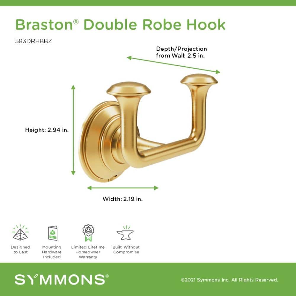 Braston Wall Mounted Double Robe and Towel Hook