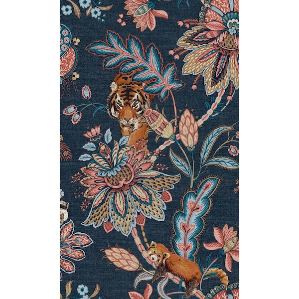 Walls Republic Navy Jungle Foliage Tropical Non-Woven Paper Non-Pasted the Wall Double Roll Wallpaper
