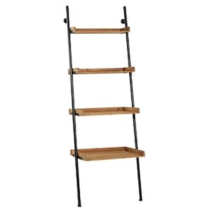 Litton Lane 24 in. x 72 in. Tall 4-Tier Natural Wood And Black ...