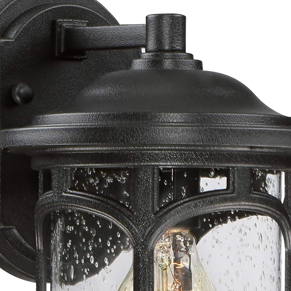 Mystic Black and Bronze Outdoor Wall Lantern with Seedy Glass