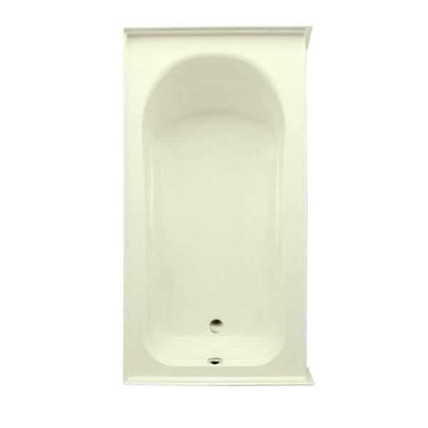 Aquatic Vincenzo Q 66 in. Soaking Bathtub Acrylic Left Drain in Biscuit Rectangular Alcove