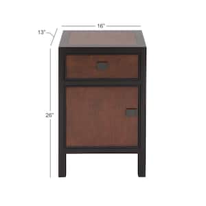 16 in. W Dark Brown Wood Contemporary Cabinet