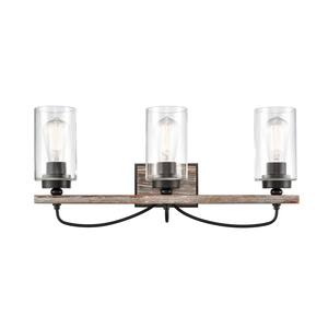 Golden Lighting Madera 3-Light Black Iron With Toscano Glass Bath ...