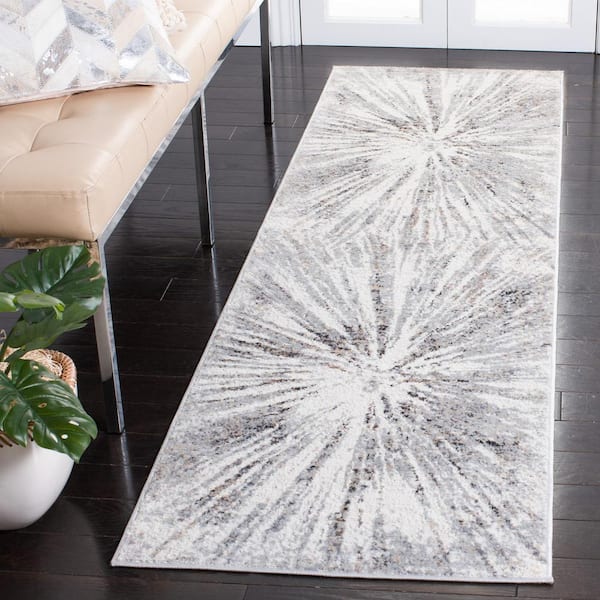 Amelia 2 ft. x 10 Gray/Gold Abstract Runner Rug