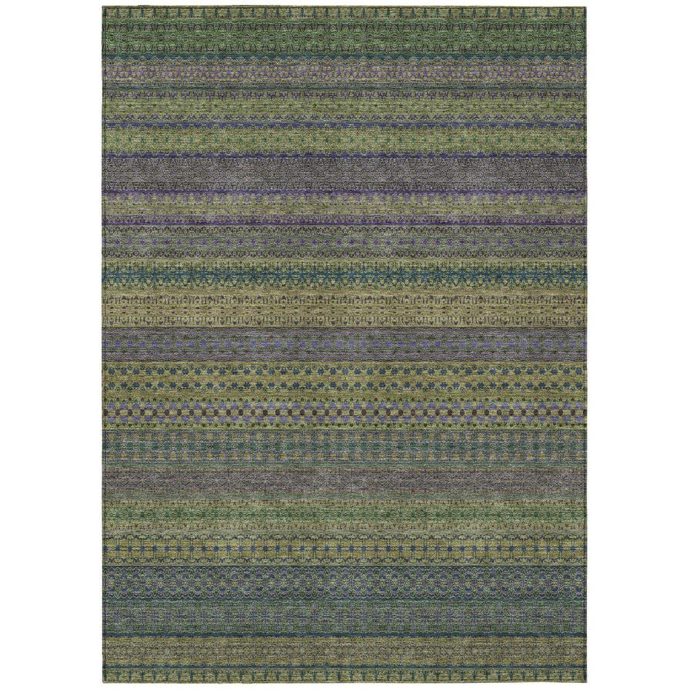 Olive Green 3 ft. x 5 ft. Woven Striped Polyester Rectangle Indoor/Outdoor Area Rug price history on PriceWatchPro