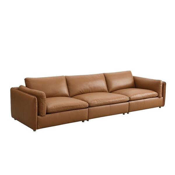 Acme Furniture Brighton 45 in. Square Arm Leather Modular Nailhead Trim Sofa  in Brown LV03370 - The Home Depot