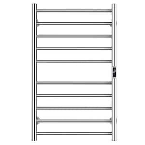 10 Bar Wall Mounted Towel Warmer Electric Drying Rack in Stainless Steel with Timer in Silver