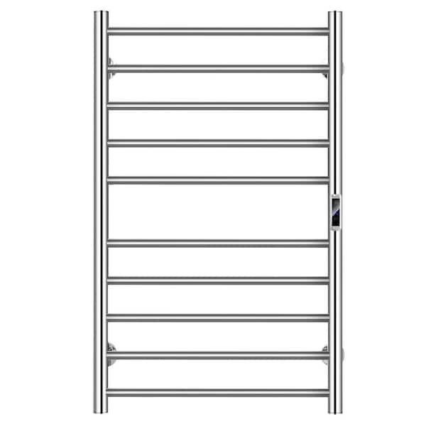 Costway 10 Bar Wall Mounted Towel Warmer Electric Drying Rack in Stainless Steel with Timer in Silver