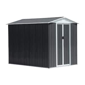 Metal Outdoor Storage Shed, 6 ft. W x 9 ft. D Gray Galvanized Steel Shed with Double Door (54 sq. ft.)