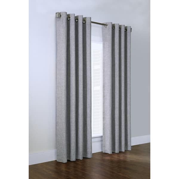 Habitat Linum Light Grey Polyester Textured 50 in. W x 95 in. L Grommet Indoor Light Filtering Curtain (Single Panel)