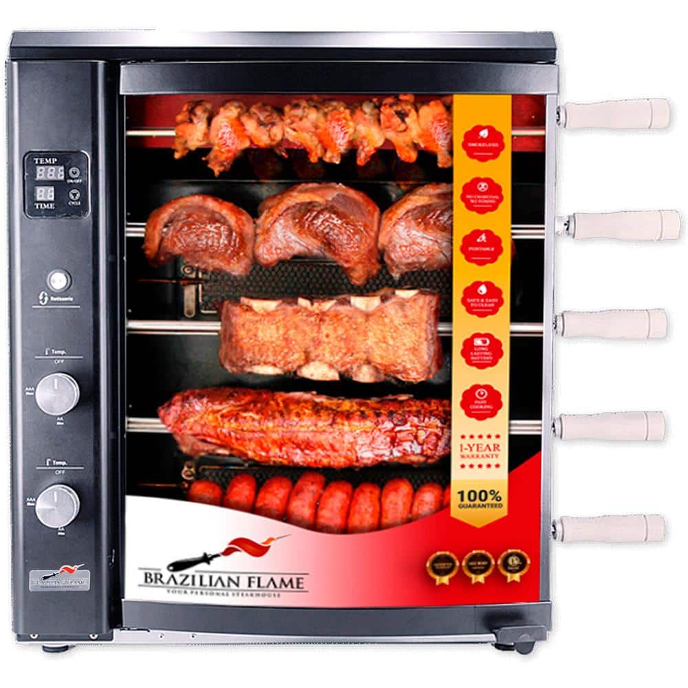 Portable Propane Gas Rotisserie Grill in Black -  BRAZILIAN FLAME, BG-05LX-BLACK