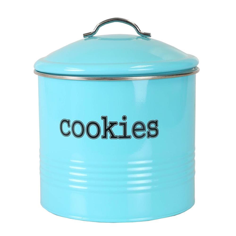 1pc White Vintage Cookie Jar With Airtight Lids, Decorative Farmhouse  Cookie Tin For Kitchen Counter, Kitchen Countertop Metal Container For  Storage