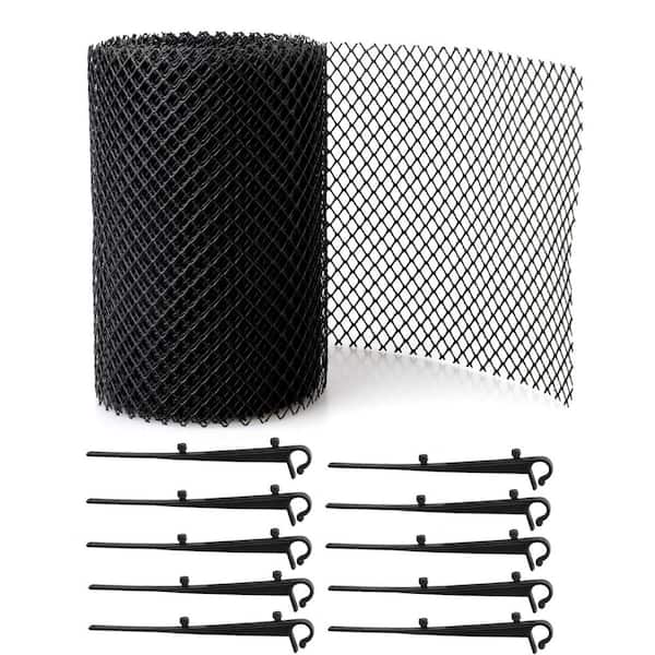 6 in. x 20 ft. Black Plastic Gutter Guard Mesh Roll with Fixed Hook
