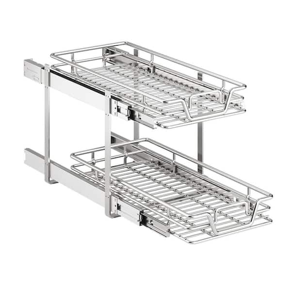 12" W x 21 D 2-Tier Kitchen Cabinet Pull Out Cabinet Organizer, Slide Out Pantry Storaqe Basket in Multiple Sizes