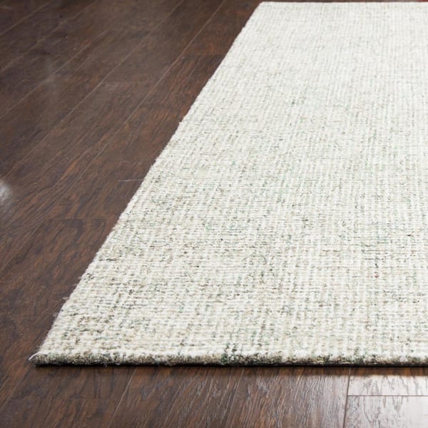 London Collection Green/Ivory 5 ft. x 8 ft. Hand-Tufted Solid Area Rug