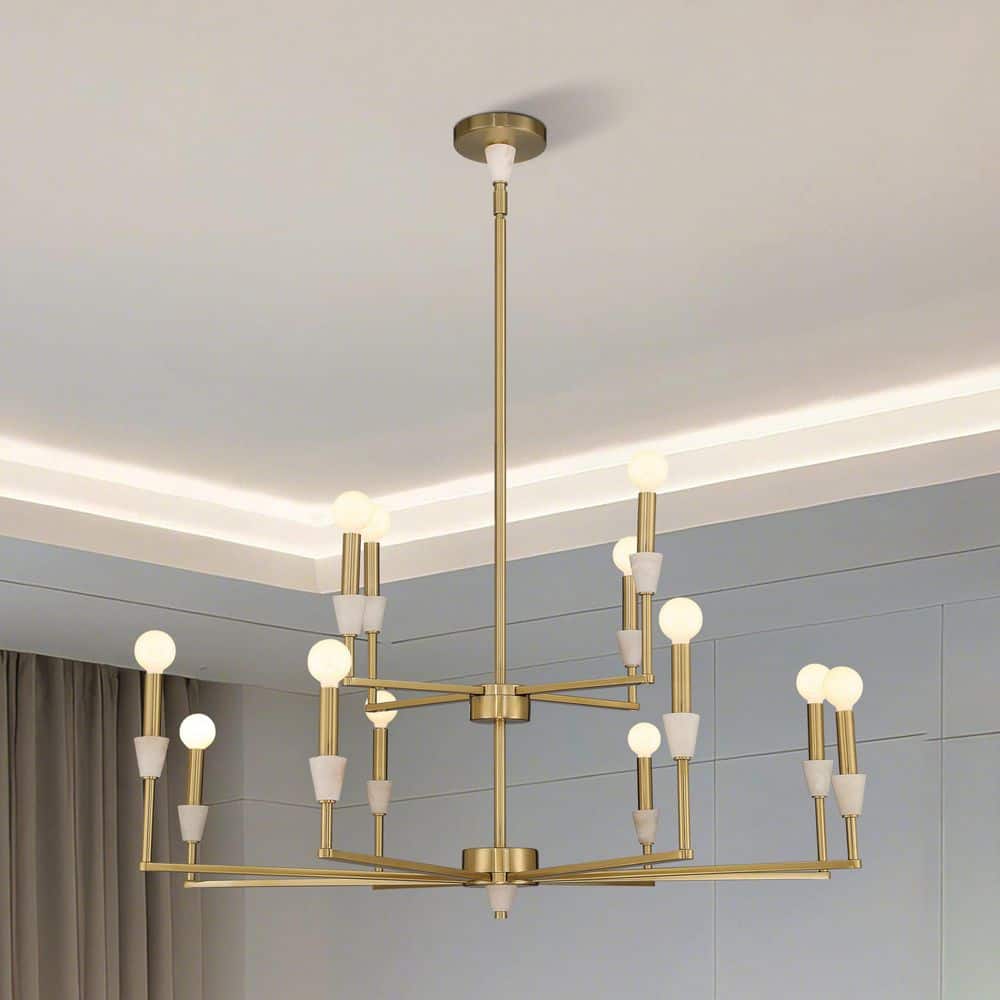 Thesis Montclair 38 in. 12-light Brushed Gold and Natural