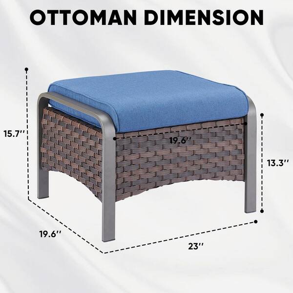 moosprr SteelCurve Farmhouse Brown Wicker Outdoor Ottoman