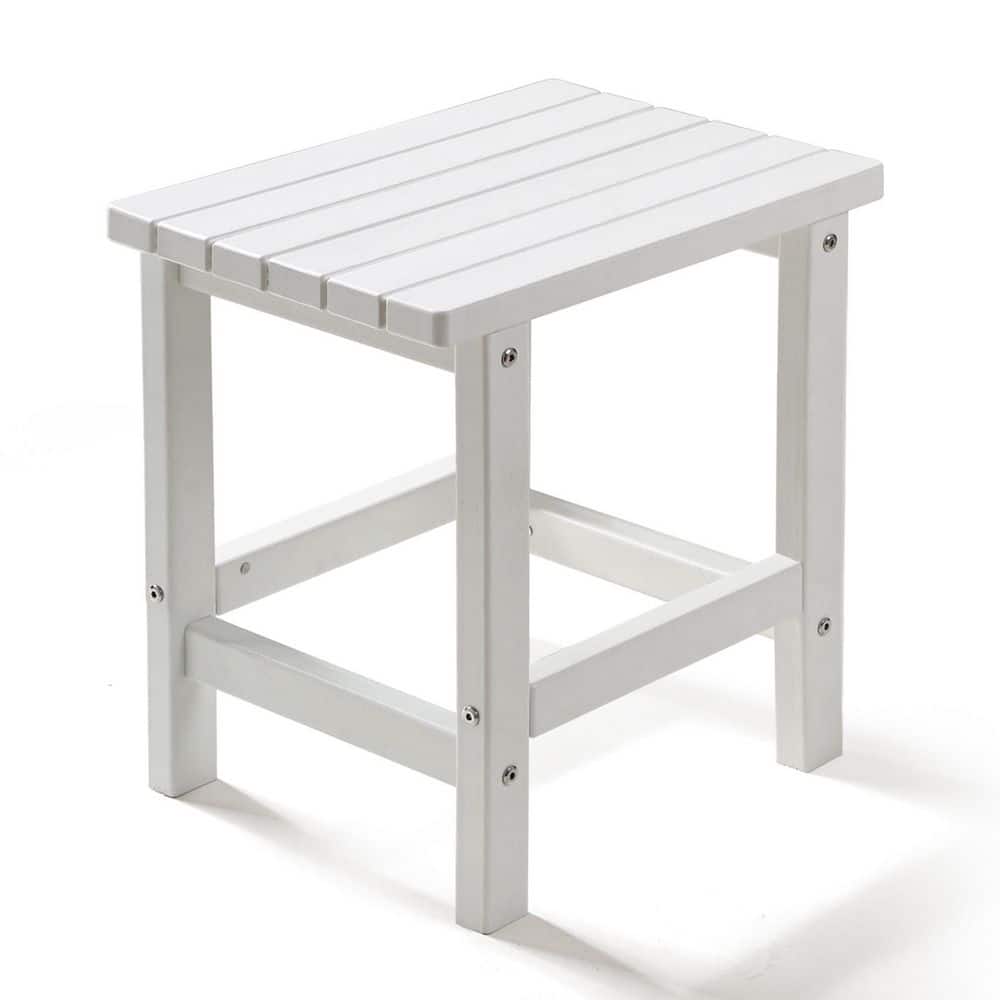 lohasco 17 in. White Rectangular Patio Outdoor Side Table OSTWhite007 ...