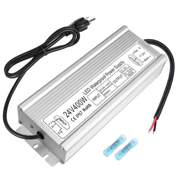 400W 24V LED Power Supply AC 90 - 140V to DC 24V 16.6A Converter with 3 - Prong Plug 3.3 Feet Cable for Lights