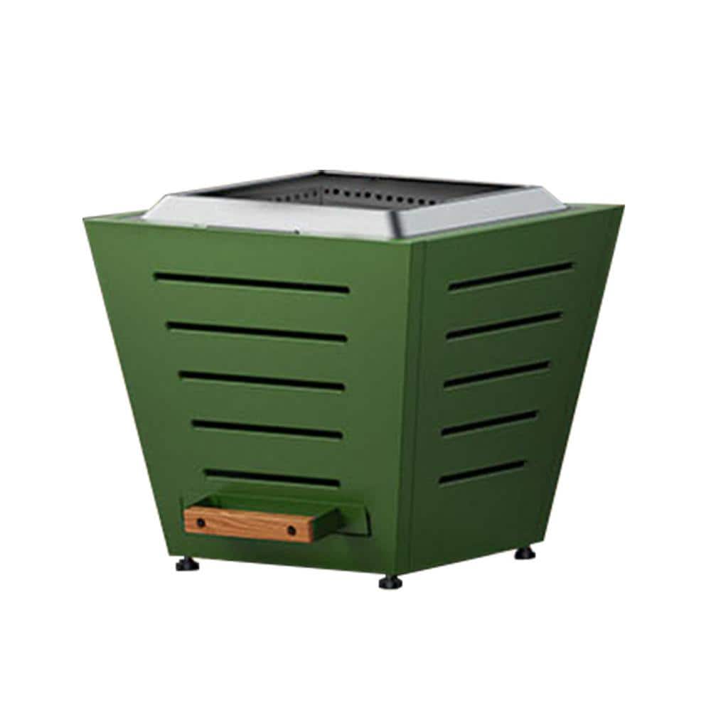 20 in. Green Stainless Steel Wood Burning Outdoor Smokeless Fire Pit Firepl