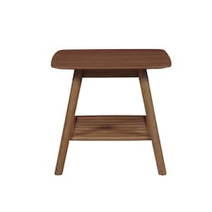 Afton 24in Mid-Century Style Solid Wood Walnut Lamp Table/End Table with Shelf Storage