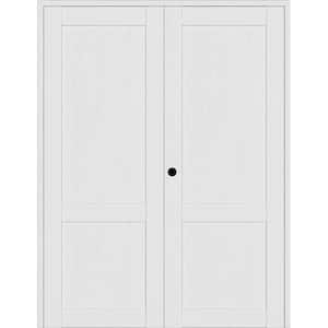 2 Panel Shaker 6084 in. Right Active Bianco Noble Wood Composite Solid Core Double Prehung Interior Door