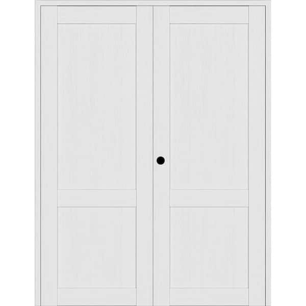Belldinni 48 in. x 96 in. 2-Panel Shaker Right Active Bianco Noble Wood Composite Solid Core Double Prehung Interior Door