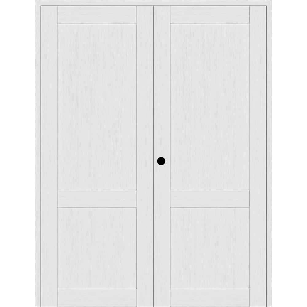 56 in. x 96 in. 2-Panel Shaker Right Active Bianco Noble Wood Composite Solid Core Double Prehung Interior Door price history on PriceWatchPro