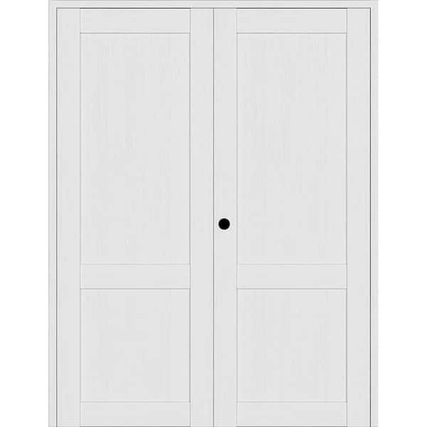 Belldinni 60 in. x 96 in. 2-Panel Shaker Right Active Bianco Noble Wood Composite Solid Core Double Prehung Interior Door