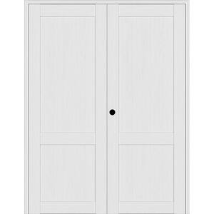 2 Panel Shaker 60 in. x 80 in. Right Active Bianco Noble Wood Composite Solid Core Double Prehung Interior Door