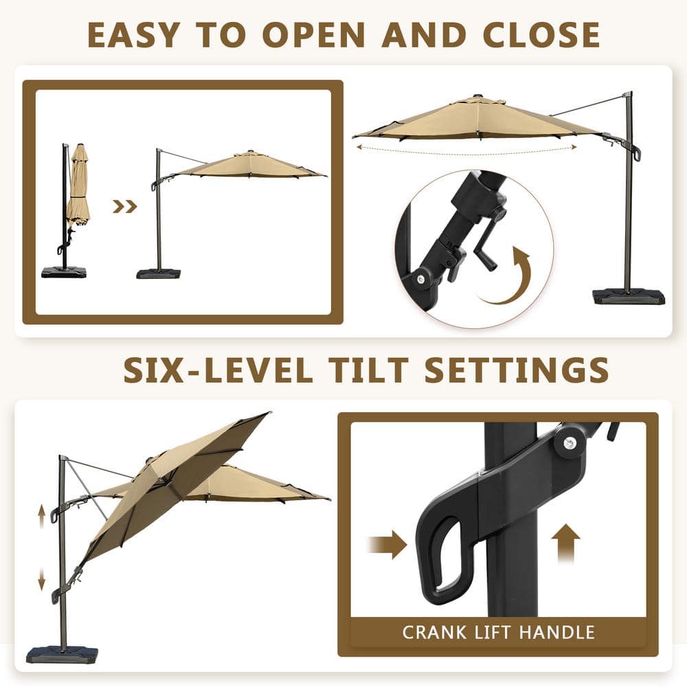 Vienna 10ft Brown Polyester Cantilever Umbrella with Steel Pole