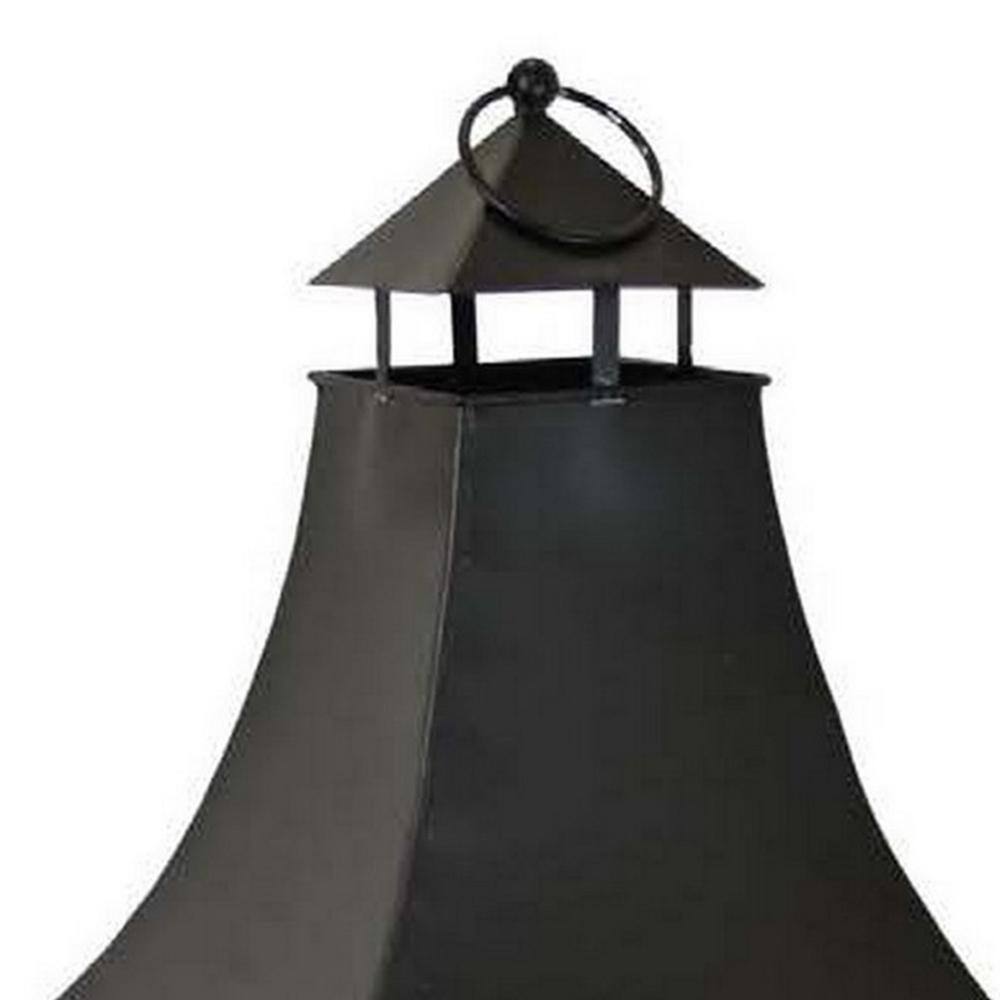 33.5'' Brown and Black Wood and Glass Hanging Lantern