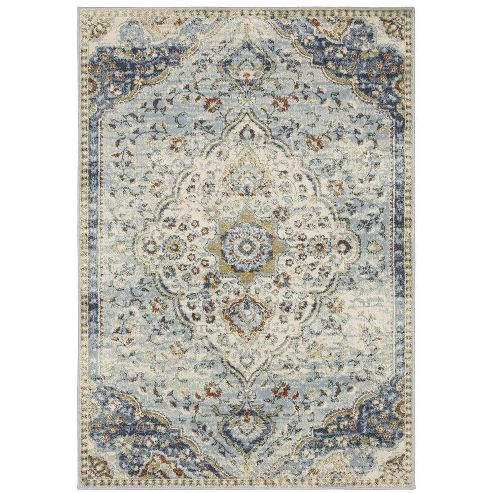 Brixworth Blue/Multi-Colored 7 ft. x 9 ft. Oriental Medallion Distressed Polypropylene Indoor Area Rug price history on PriceWatchPro