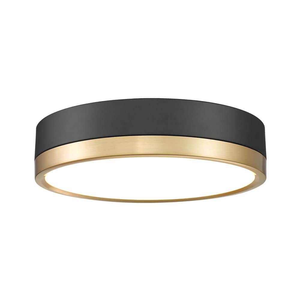 Algar 12 in. Matte Black Plus Modern Gold Integrated LED Flush Mount with F