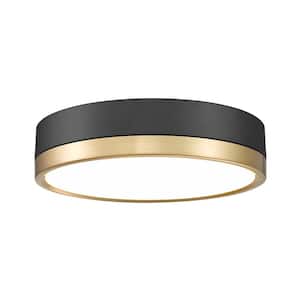 Algar 12 in. Matte Black Plus Modern Gold Integrated LED Flush Mount with Frosted Acrylic Shade (1-Pack)