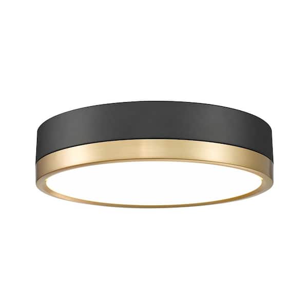 Unbranded Algar 12 in. Matte Black Plus Modern Gold Integrated LED Flush Mount with Frosted Acrylic Shade (1-Pack)