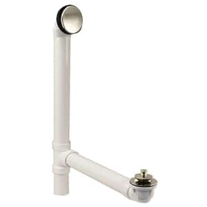 Illusionary Overflow 12 in. x 4 in. Sch. 40 PVC Bath Waste and Overflow with Lift and Turn Bath Drain in Polished Nickel