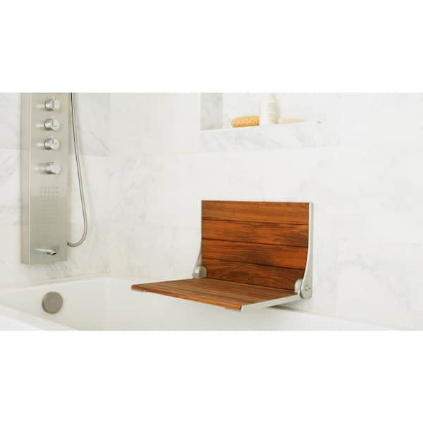 SHZICMY Wall Mount Fold Teak Shower Bench Bathroom Accessories