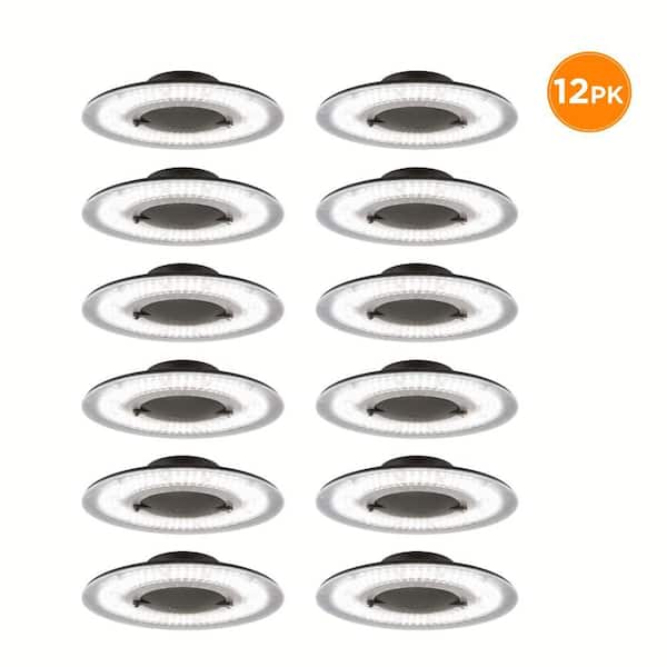 12-Pack 1 ft. 400-Watt Equivalent LED High Bay Light Thin Profile 12,000 Lumens 90W 5000K Daylight 120-277V Round Black